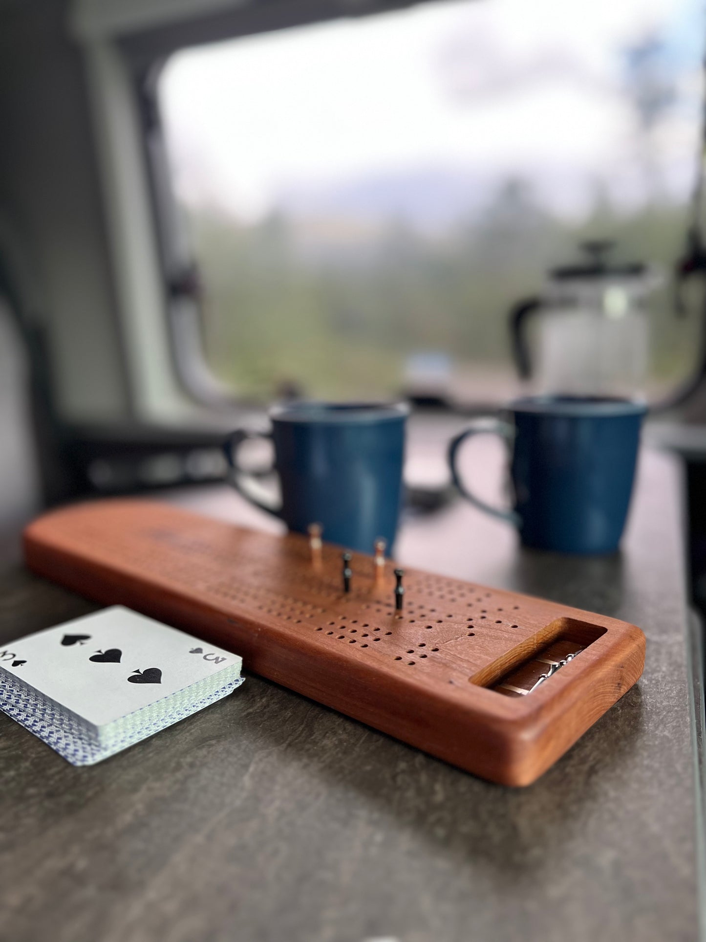 Cribbage Board with Magnetic Peg Tray
