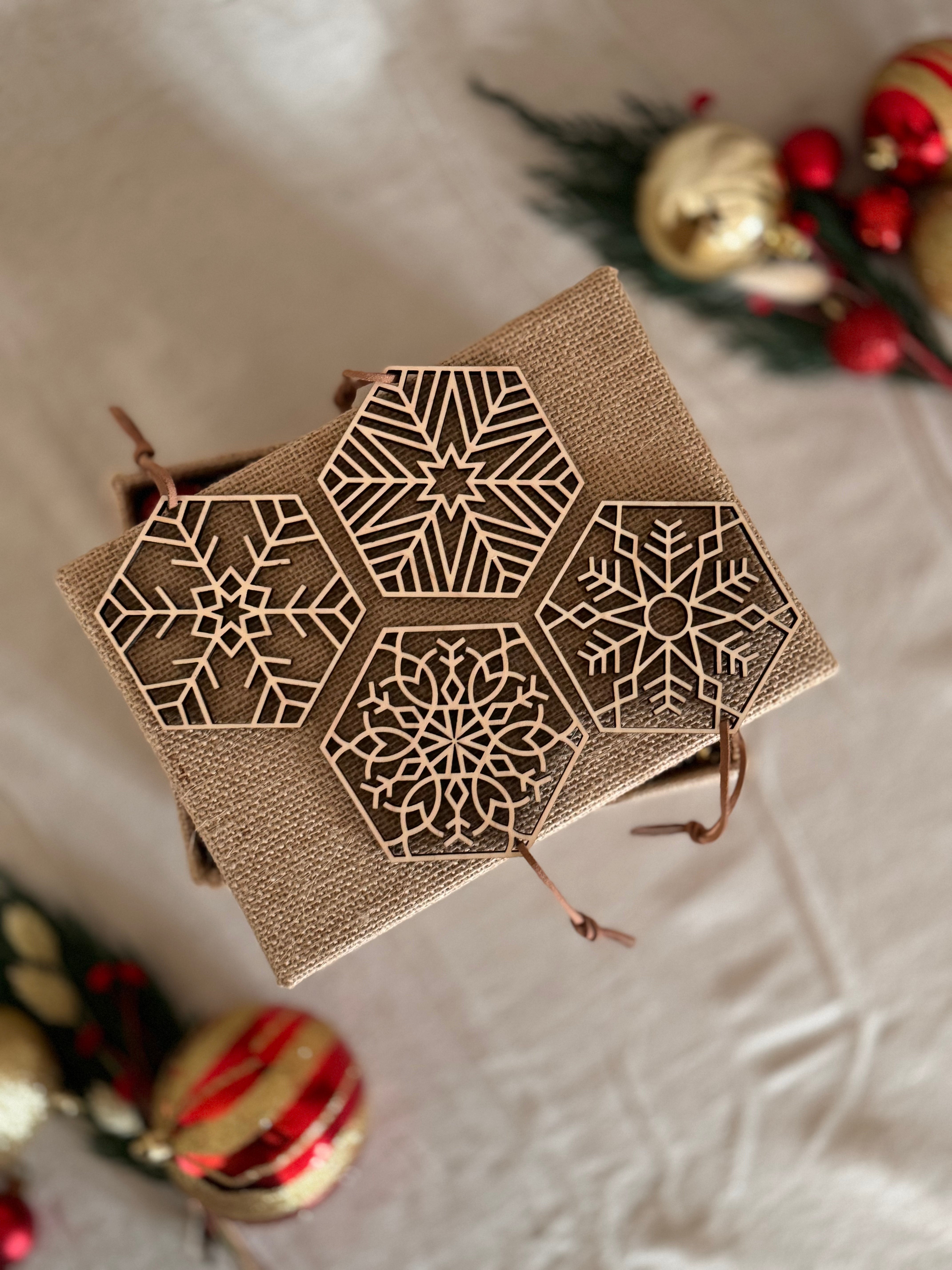 6-Count Red Snowflake Ornaments, 6in | At Home