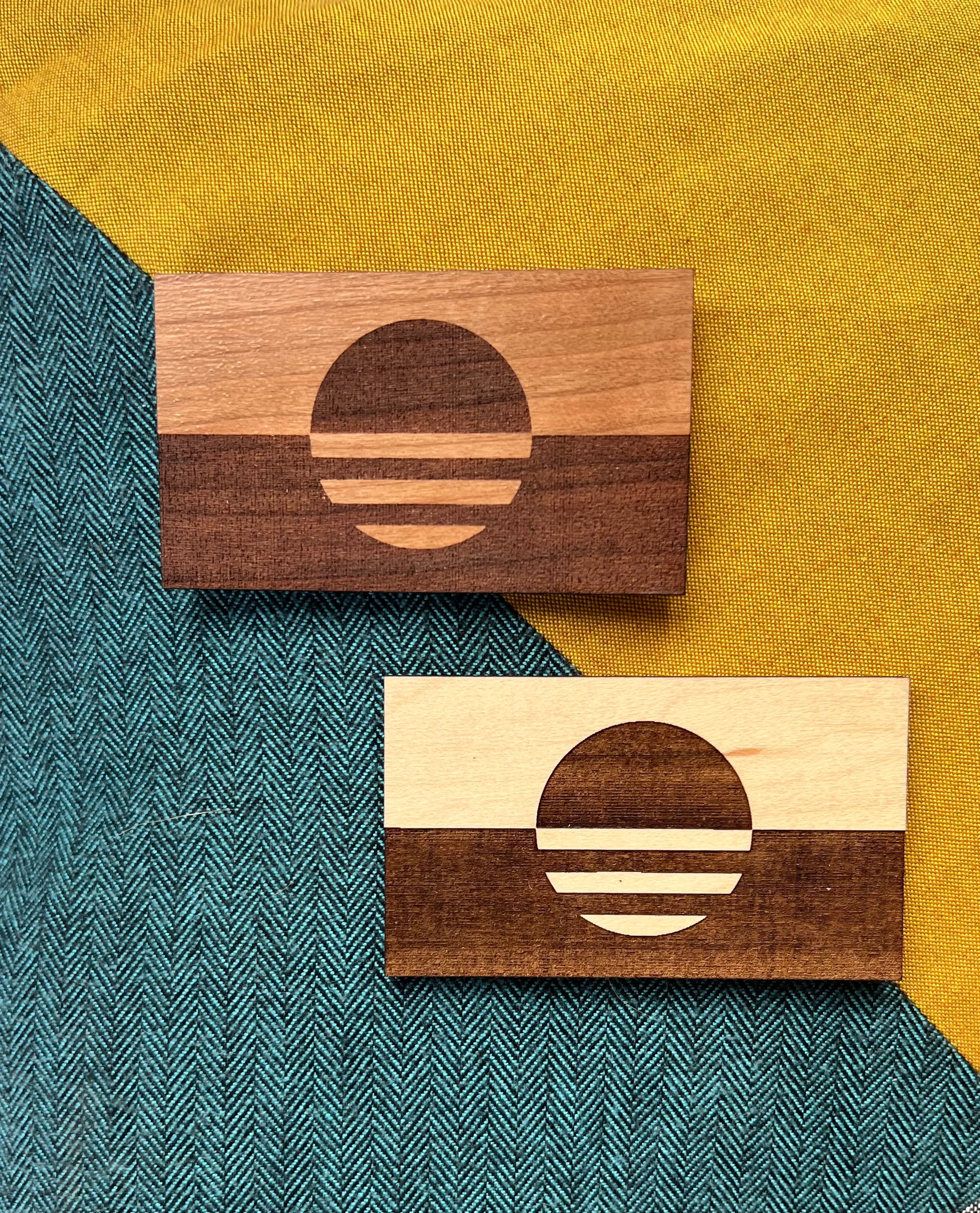 Handmade wooden magnets of the Milwaukee, WI flag/logo made by Camino Woodshop